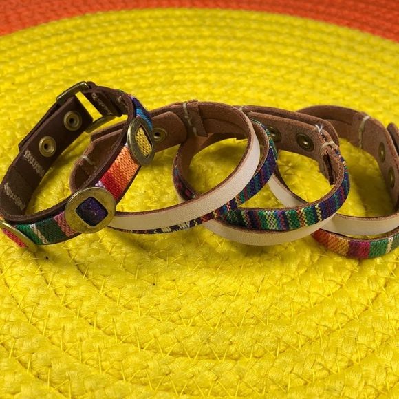 🌟NEW✨ leather and fabric handmade cuffs - Picture 3 of 6